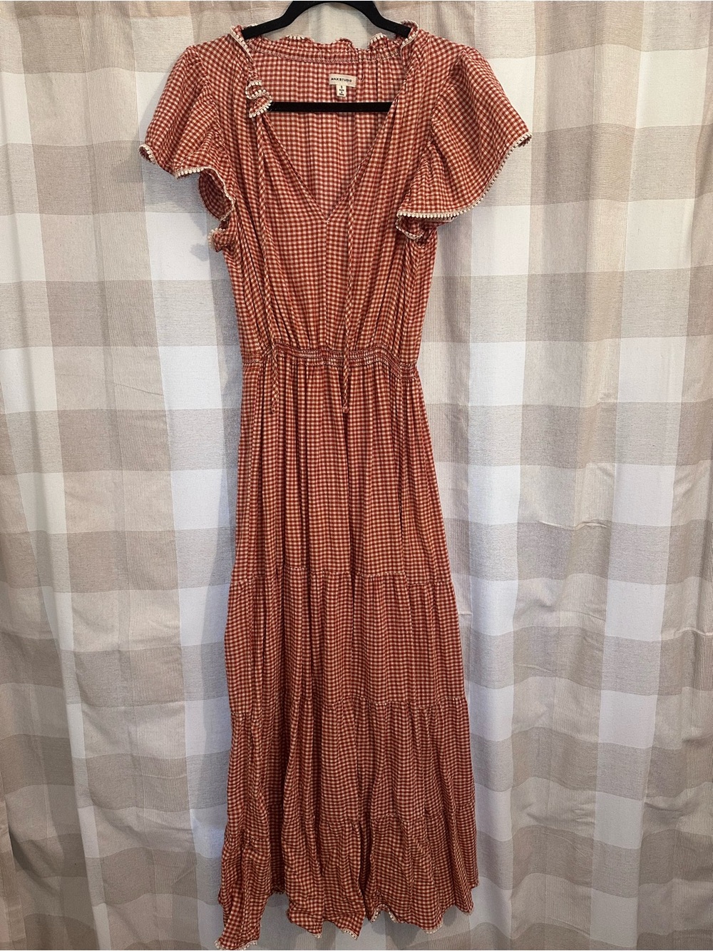 Max Studio Rust Gingham Midi Dress